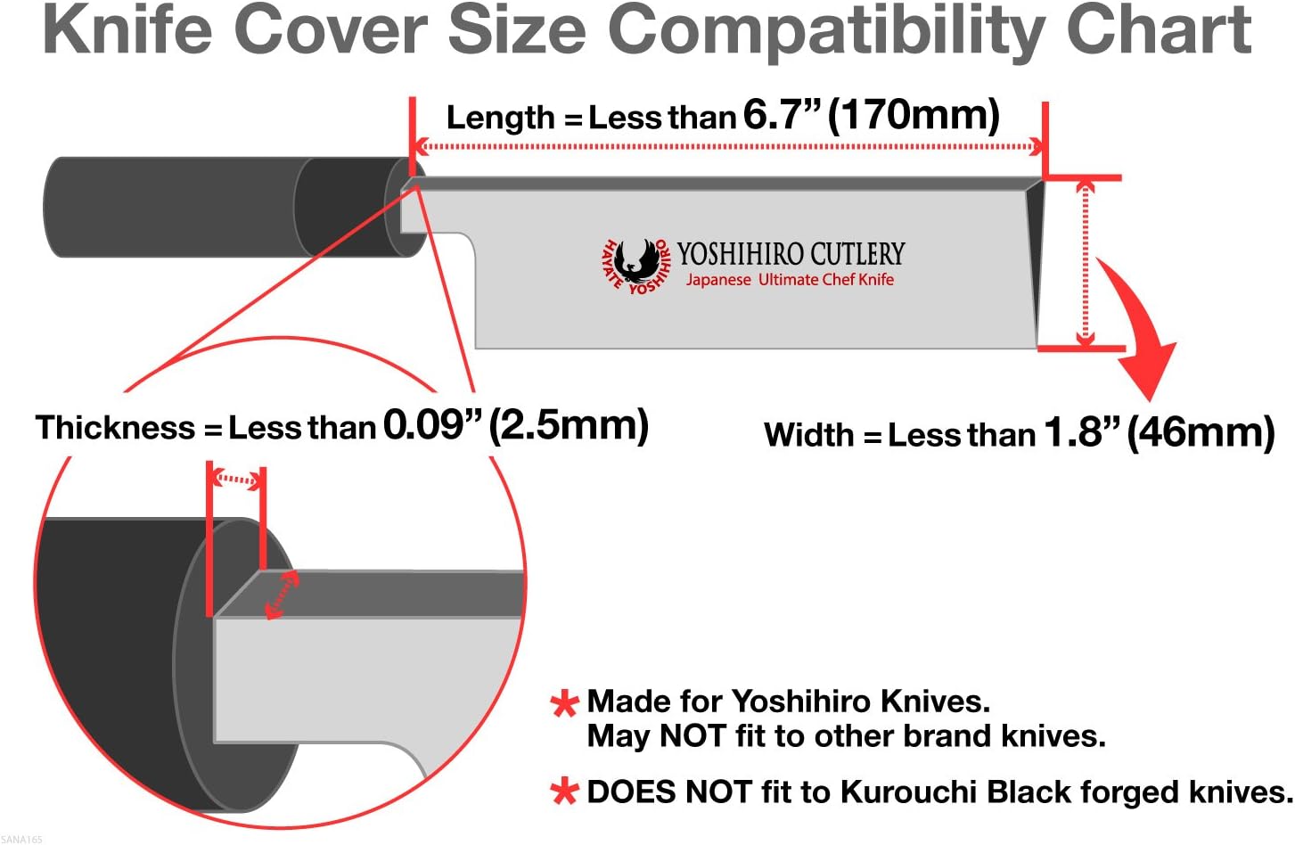 Yoshihiro Natural Magnolia Wood Saya Blade Protector for Nakiri 65in