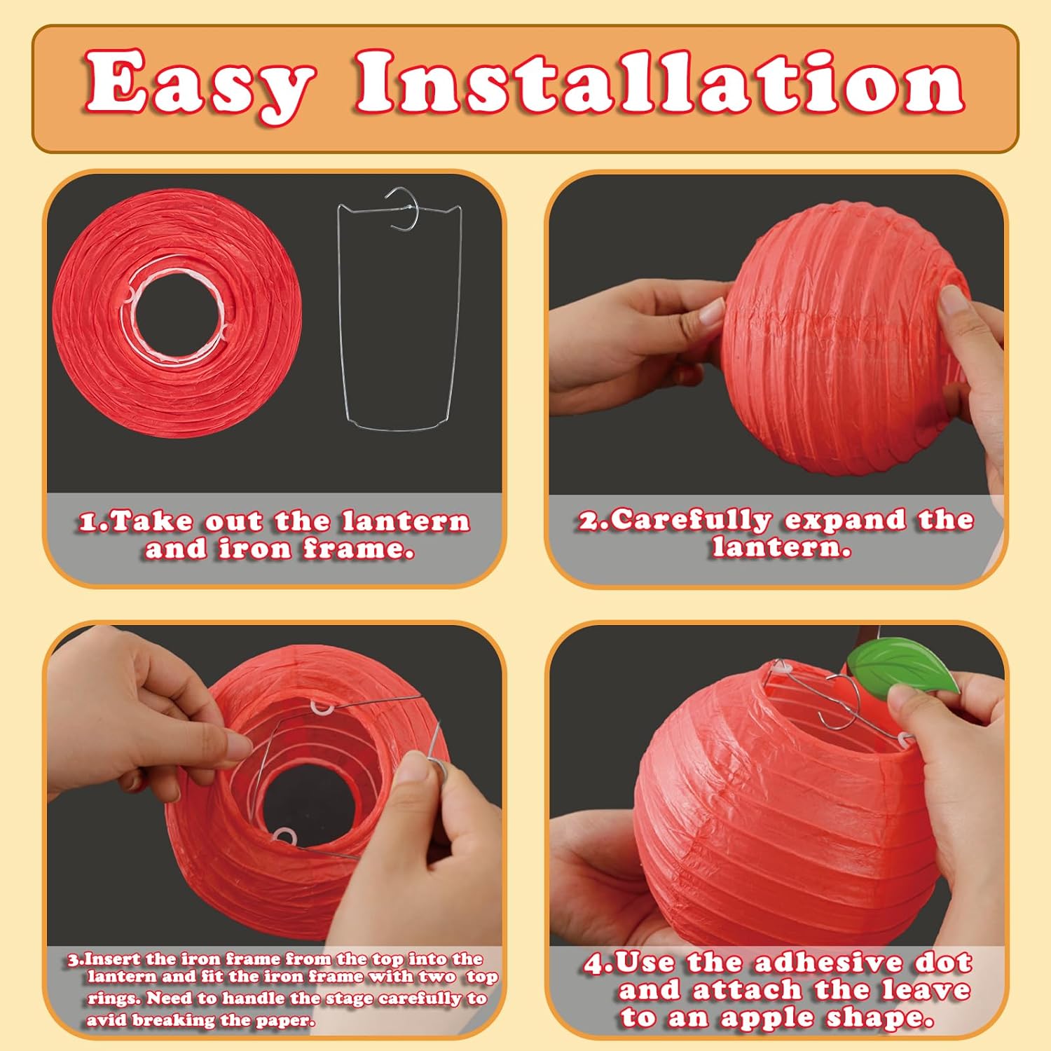 Renbuzhu 15Pcs Red Apple Paper Lanterns Classroom Decor 1
