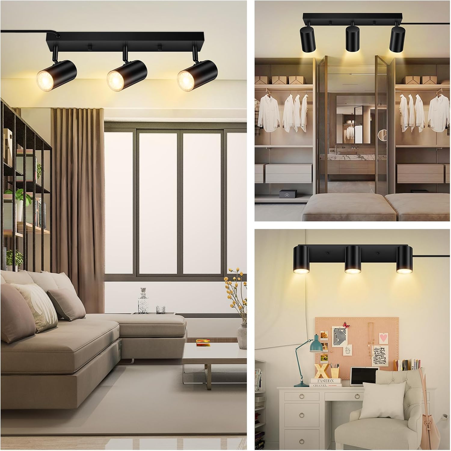 AUQUEE 3 Light Track Lighting Kit with Rocker Switch