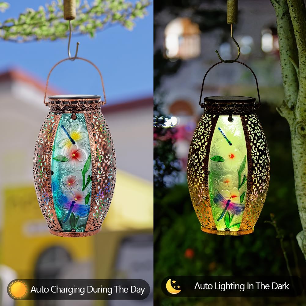 VEWOGARDEN Dragonfly Solar Lanterns for Outdoor Decor