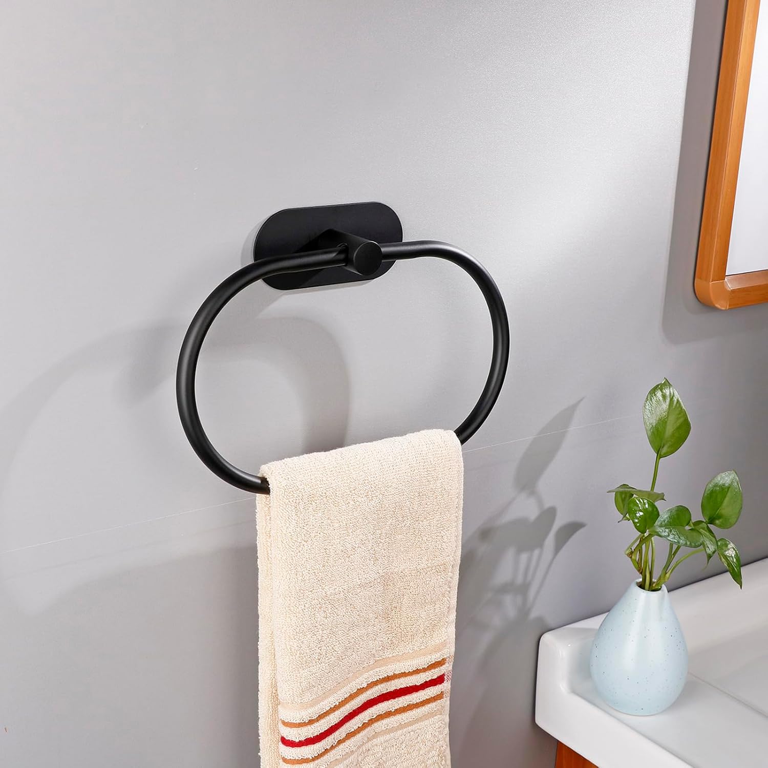 Eolax Matte Black Towel Bar 2 Pack No Drilling Wall Mount
