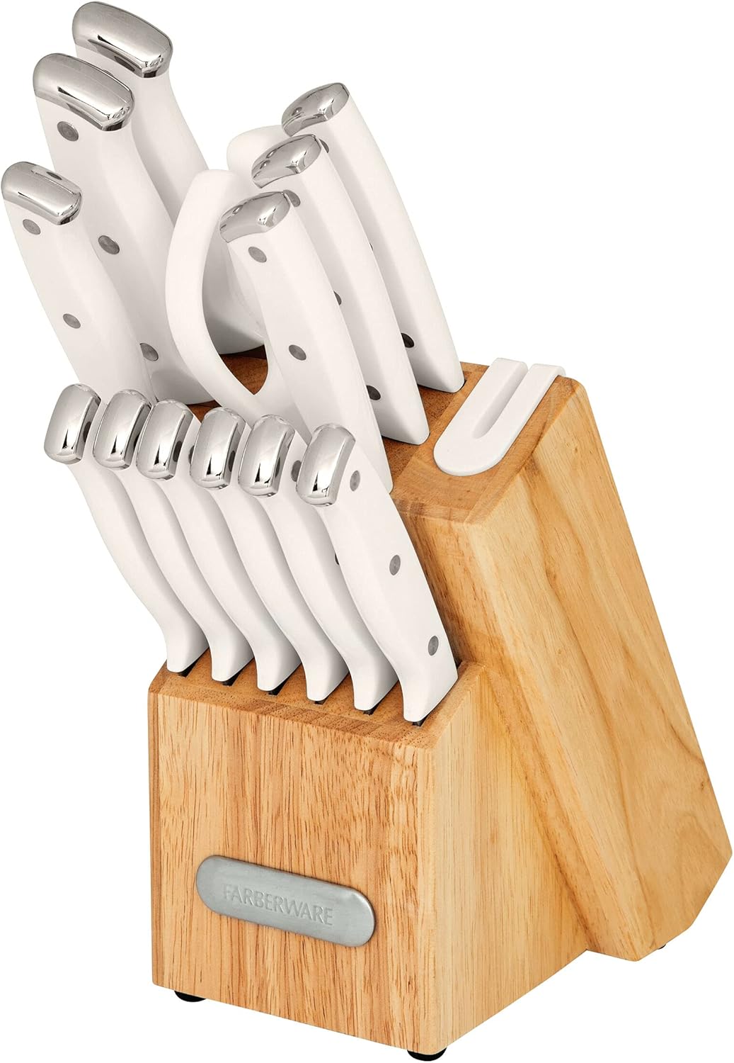 Farberware Edgekeeper Knife Block Set with Sharpener 14-Piece White