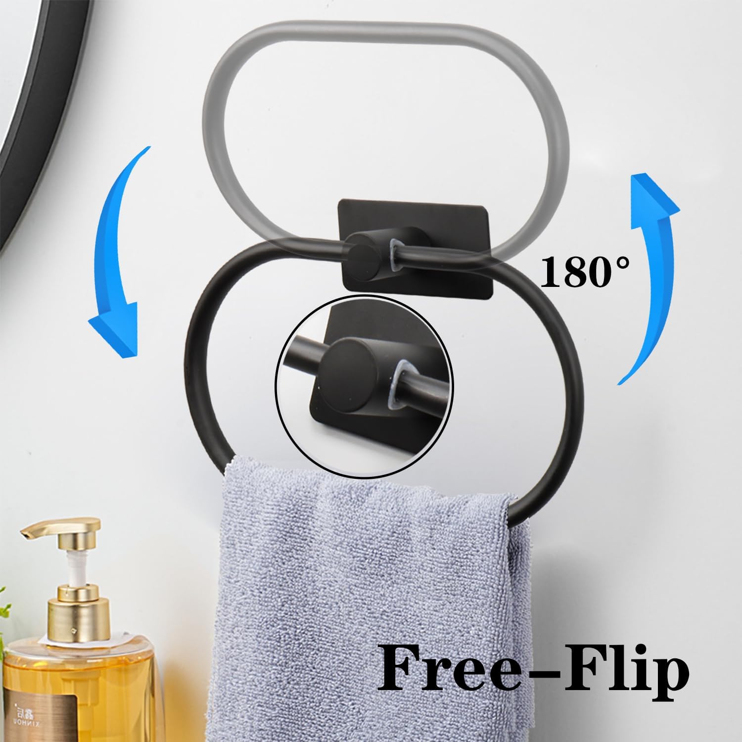 Vanloory Matte Black Oval Towel Ring