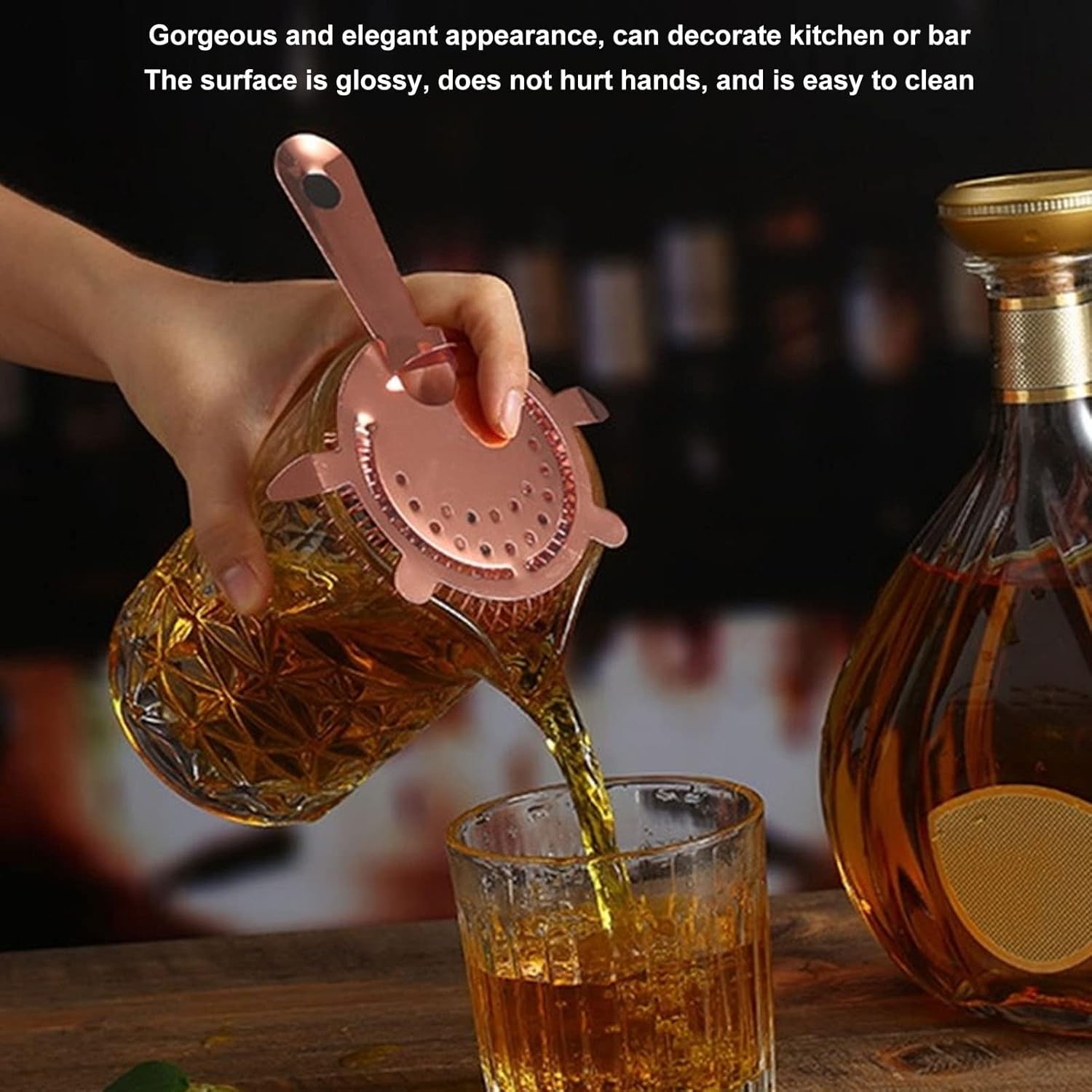 TOPINCN Bartending Ice Strainer Rose Gold Stainless Steel