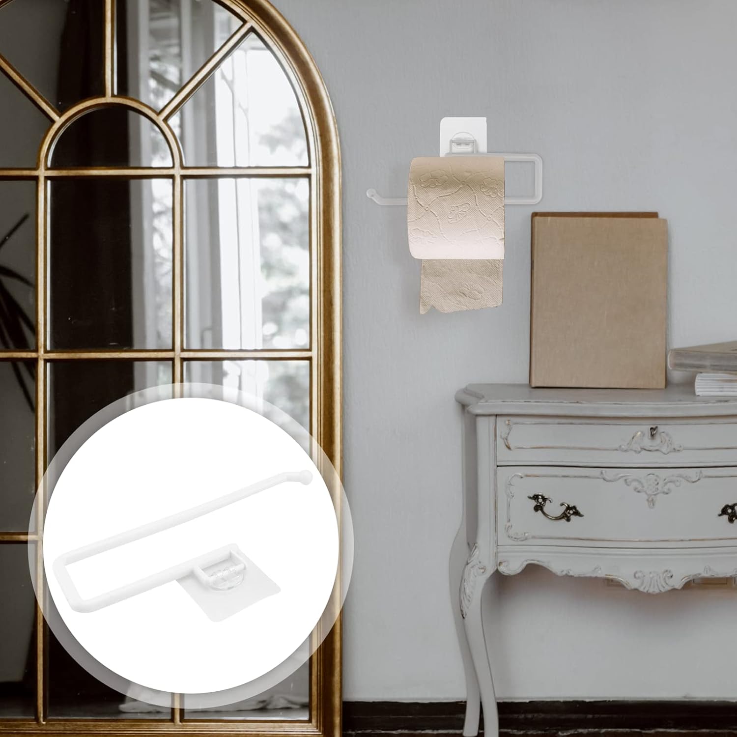 TEHAUX Wall-Mounted Toilet Paper Holder Roll Storage Stand