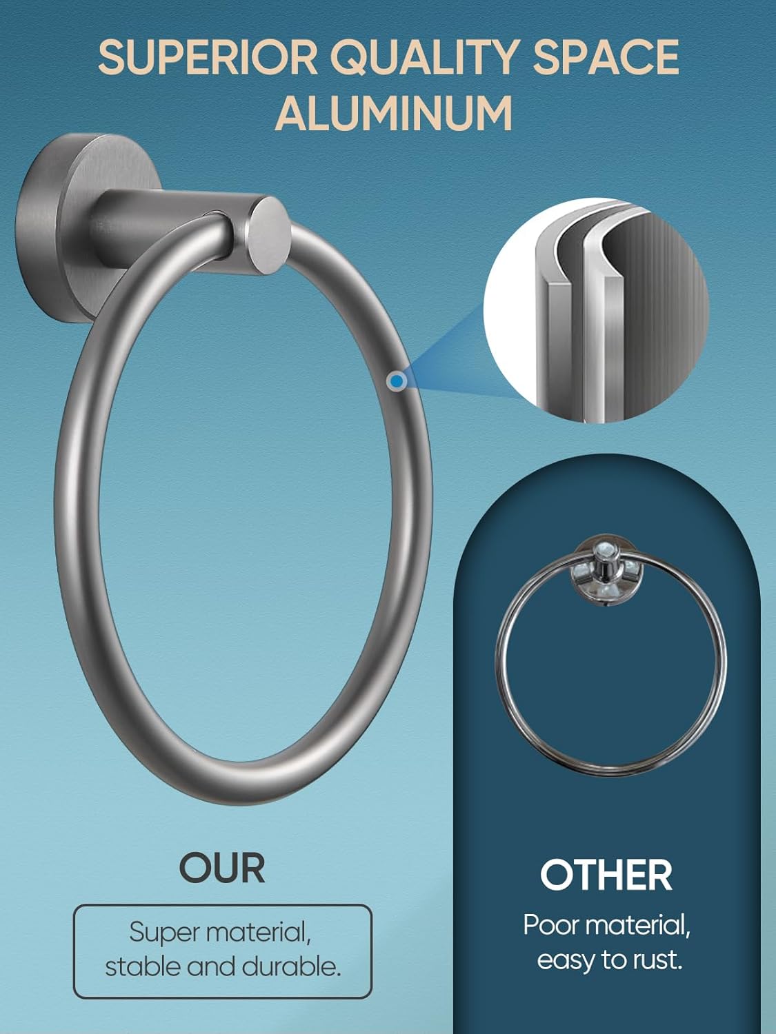 Cobbe Towel Ring - Bathroom Wall Mounted Holder