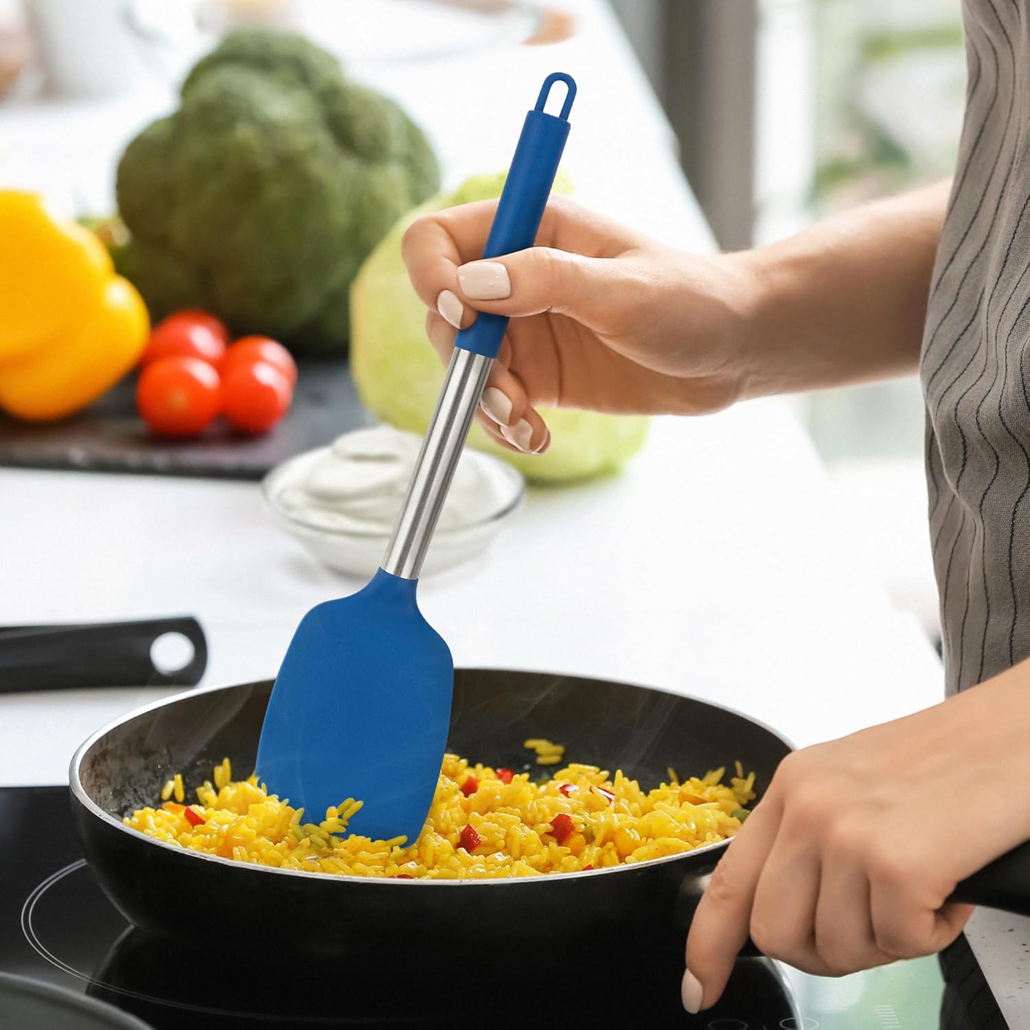 4 Pack Silicone Utensils Set with Stainless Steel Handles
