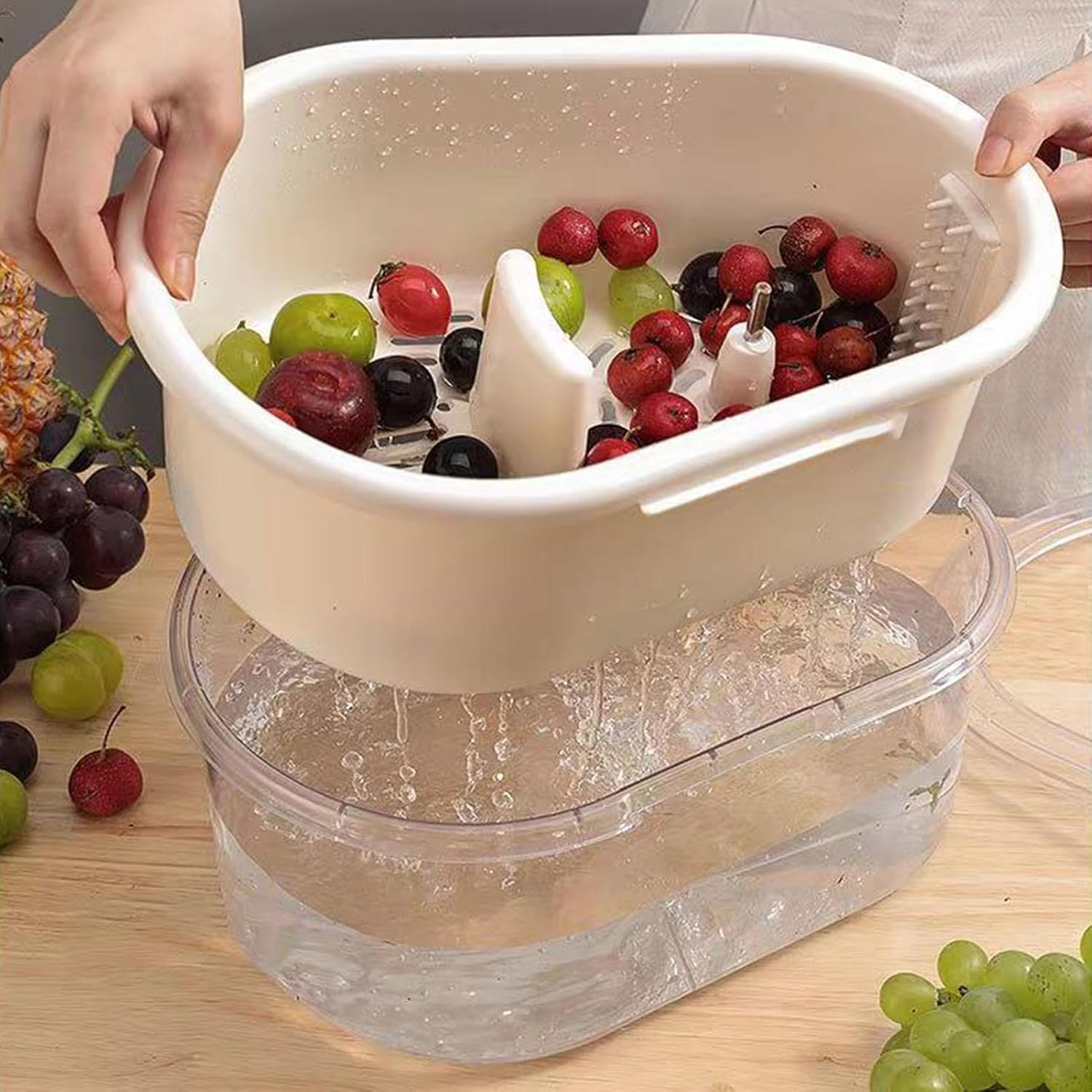 Fruit Cleaner Spinner with Lid and Brush