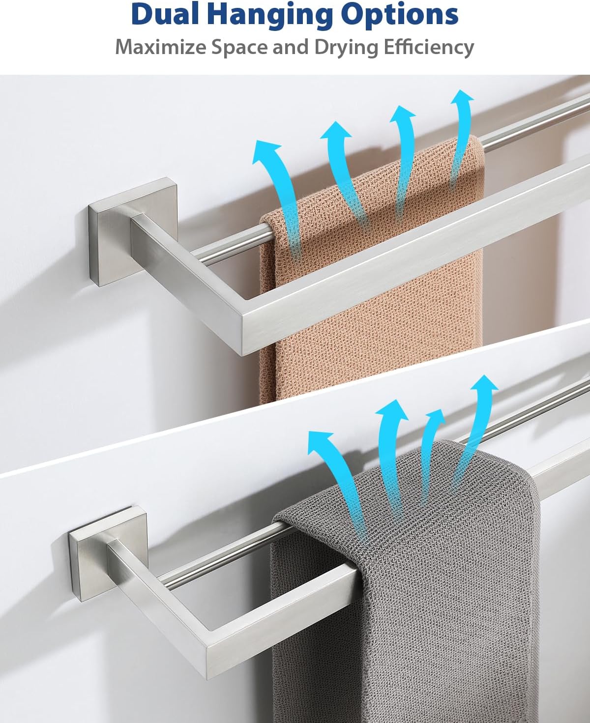 Alise Double Towel Bar 22 Inch Brushed Nickel