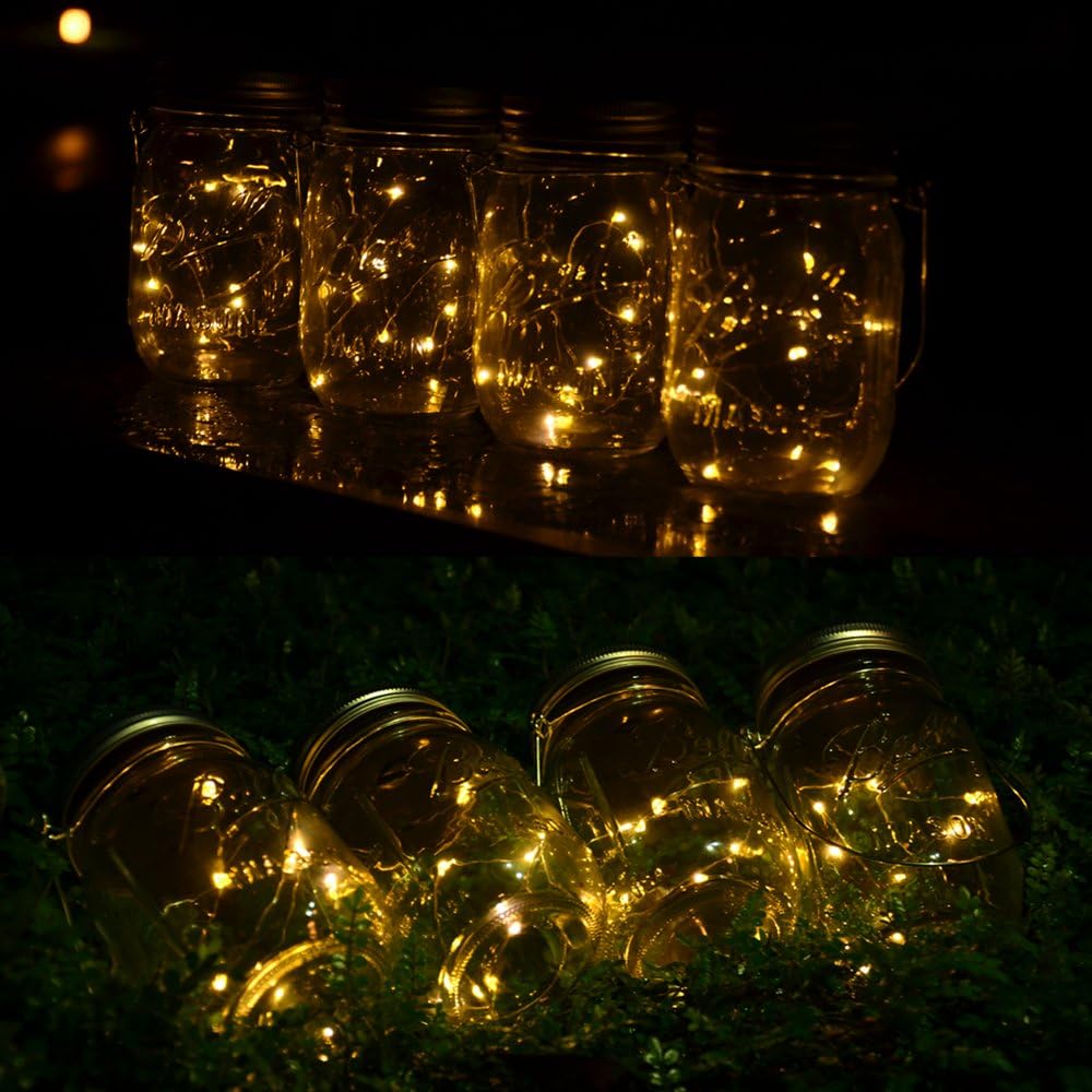 CHBKT 4-Pack Solar Mason Jar Lights with Handle