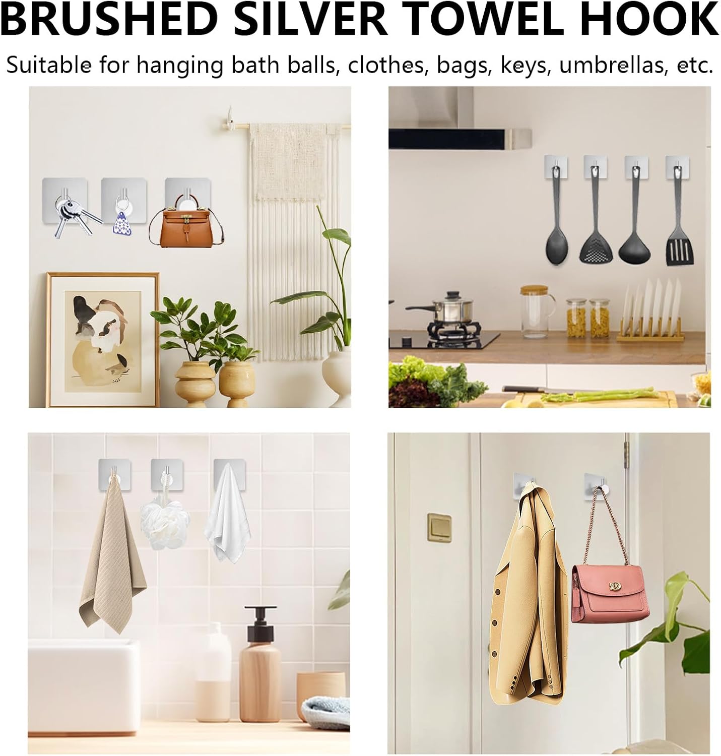 Z-TIISON Brushed Silver Towel Hook 8Pack