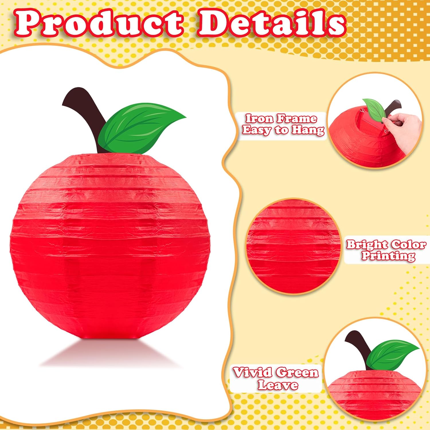 Renbuzhu 15Pcs Red Apple Paper Lanterns Classroom Decor 1