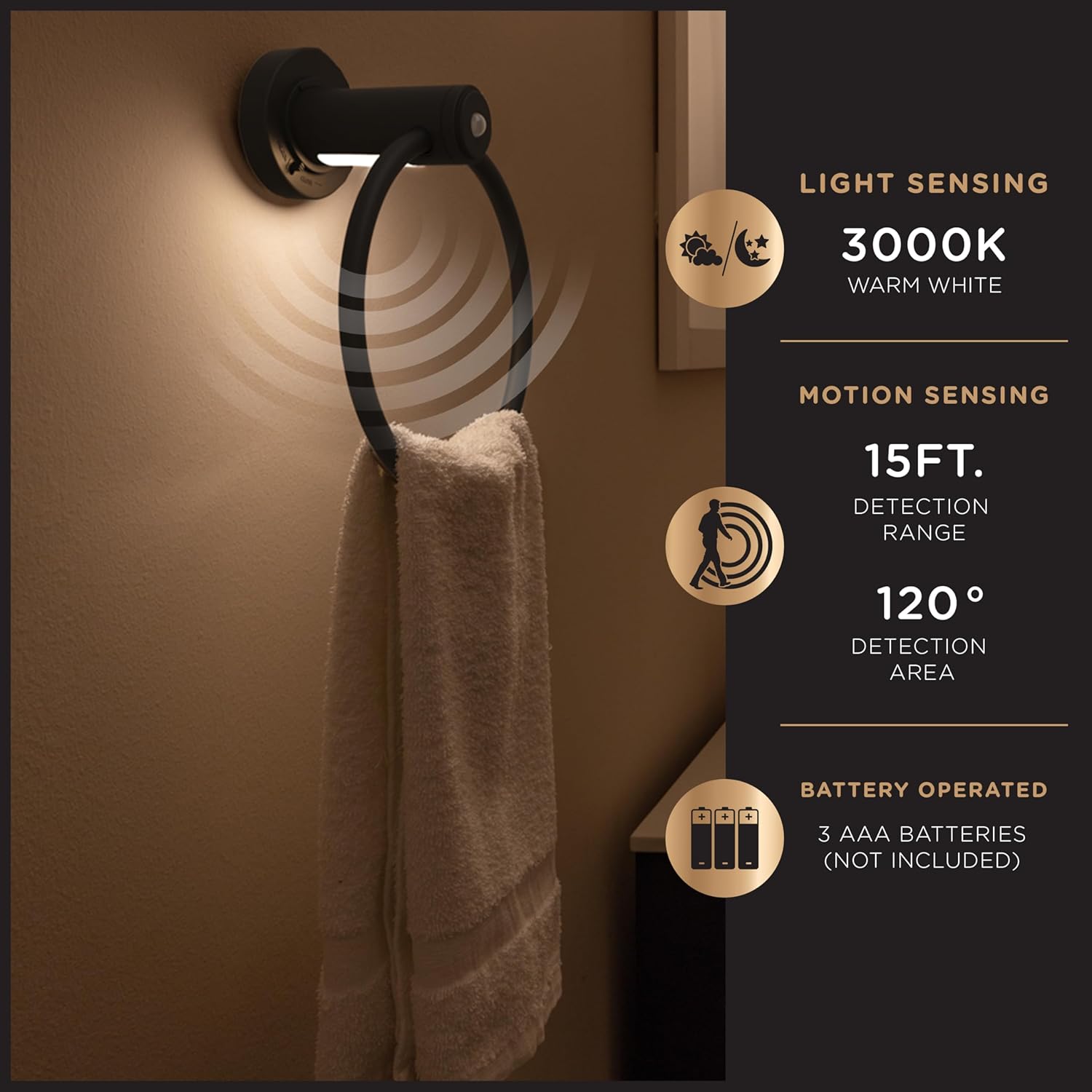 Enbrighten Motion Sensing Towel Ring with Night Light