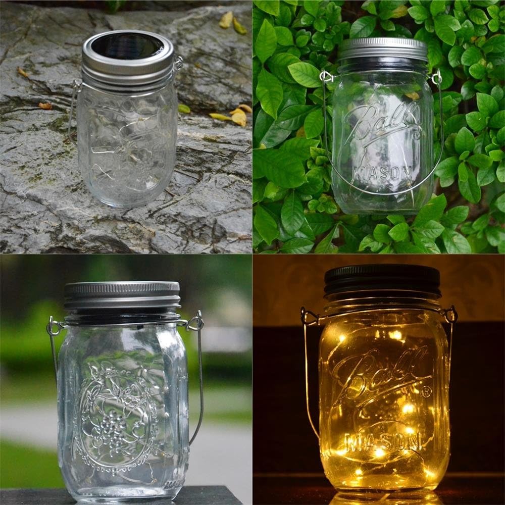 CHBKT 4-Pack Solar Mason Jar Lights with Handle