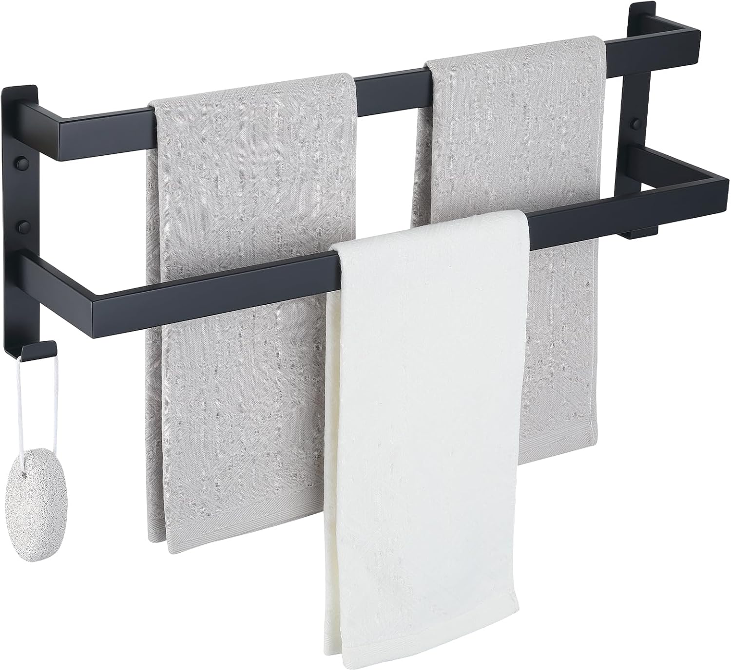 Xiarnotogi Double Towel Bar 2-Tier Matte Black 24 Inches