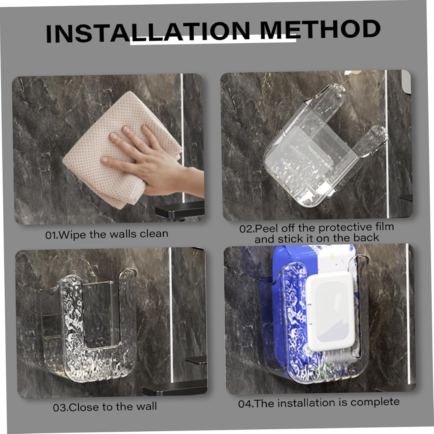 XUEYEGONGJI Wipes Dispenser Wall Mount Transparent Grey