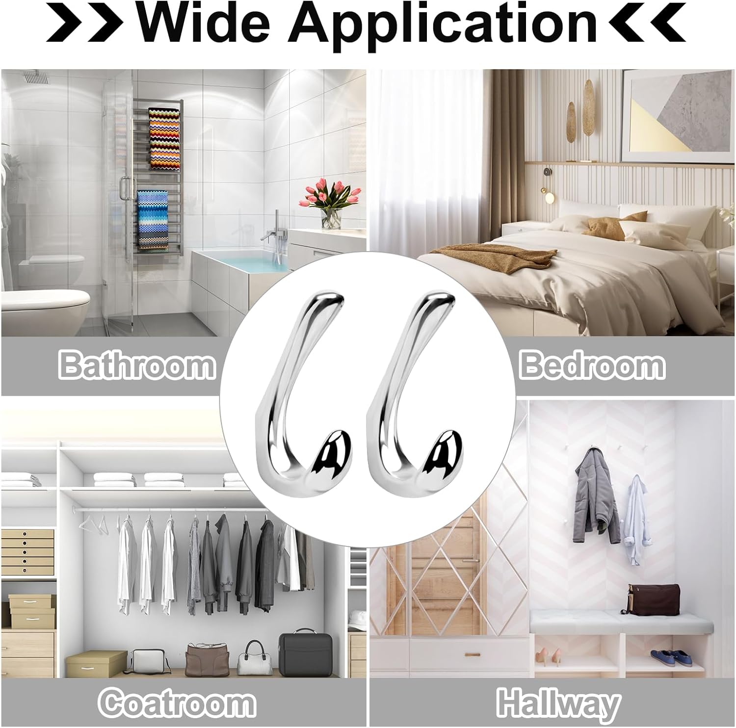 Metaliby 2 Pack Polished Chrome Towel Hooks