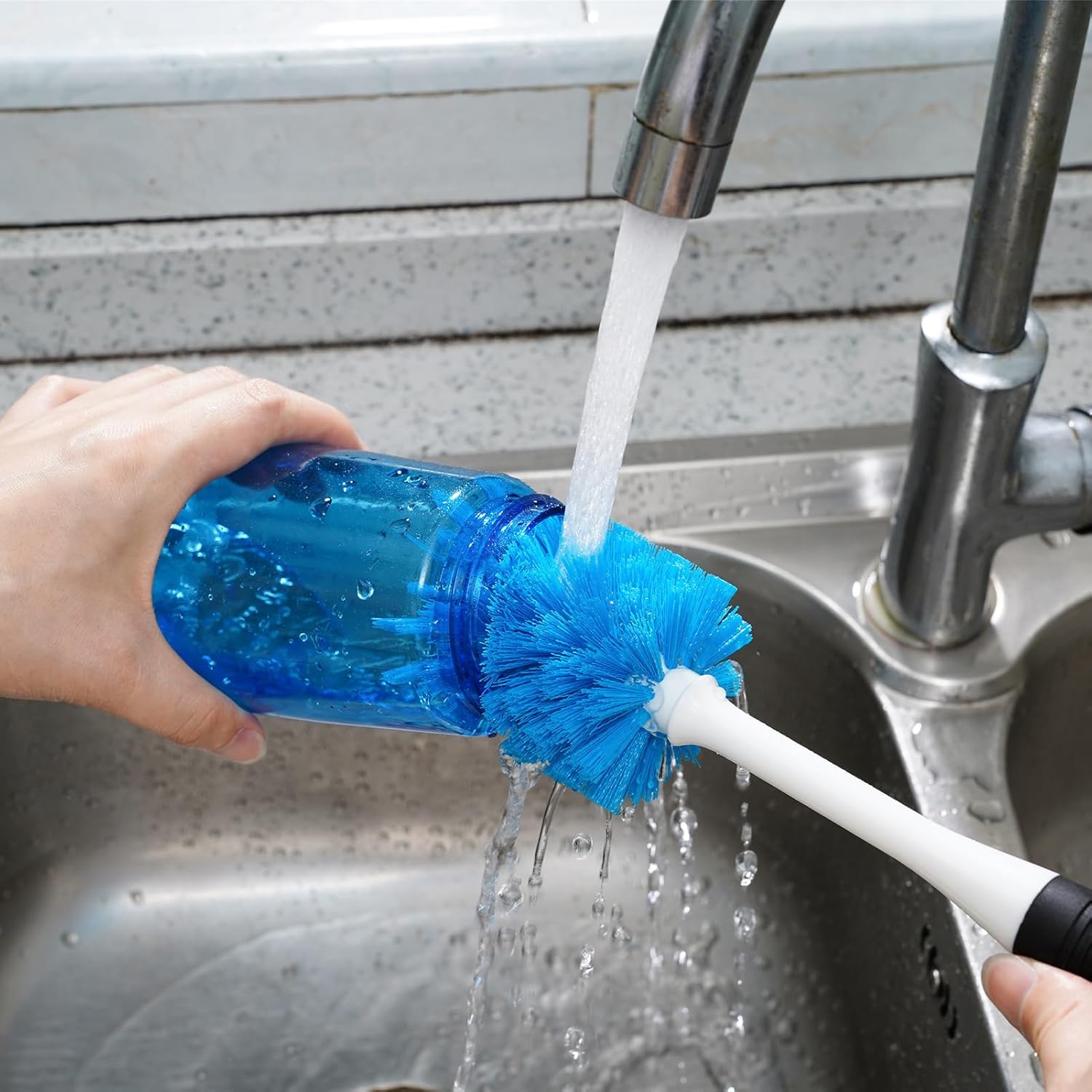MOSOLAN 3-Piece Dish Brush Set with Scrubber and Water Bottle Brush