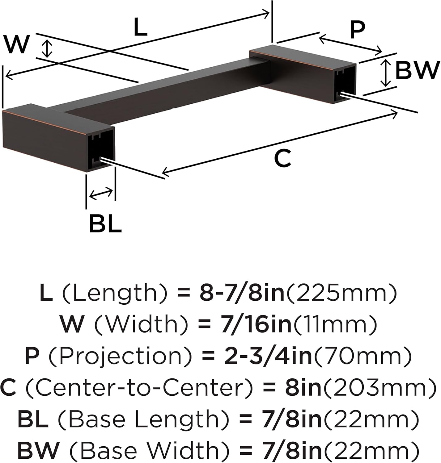 Amerock Monument Oil-Rubbed Bronze 8 Inch Towel Bar