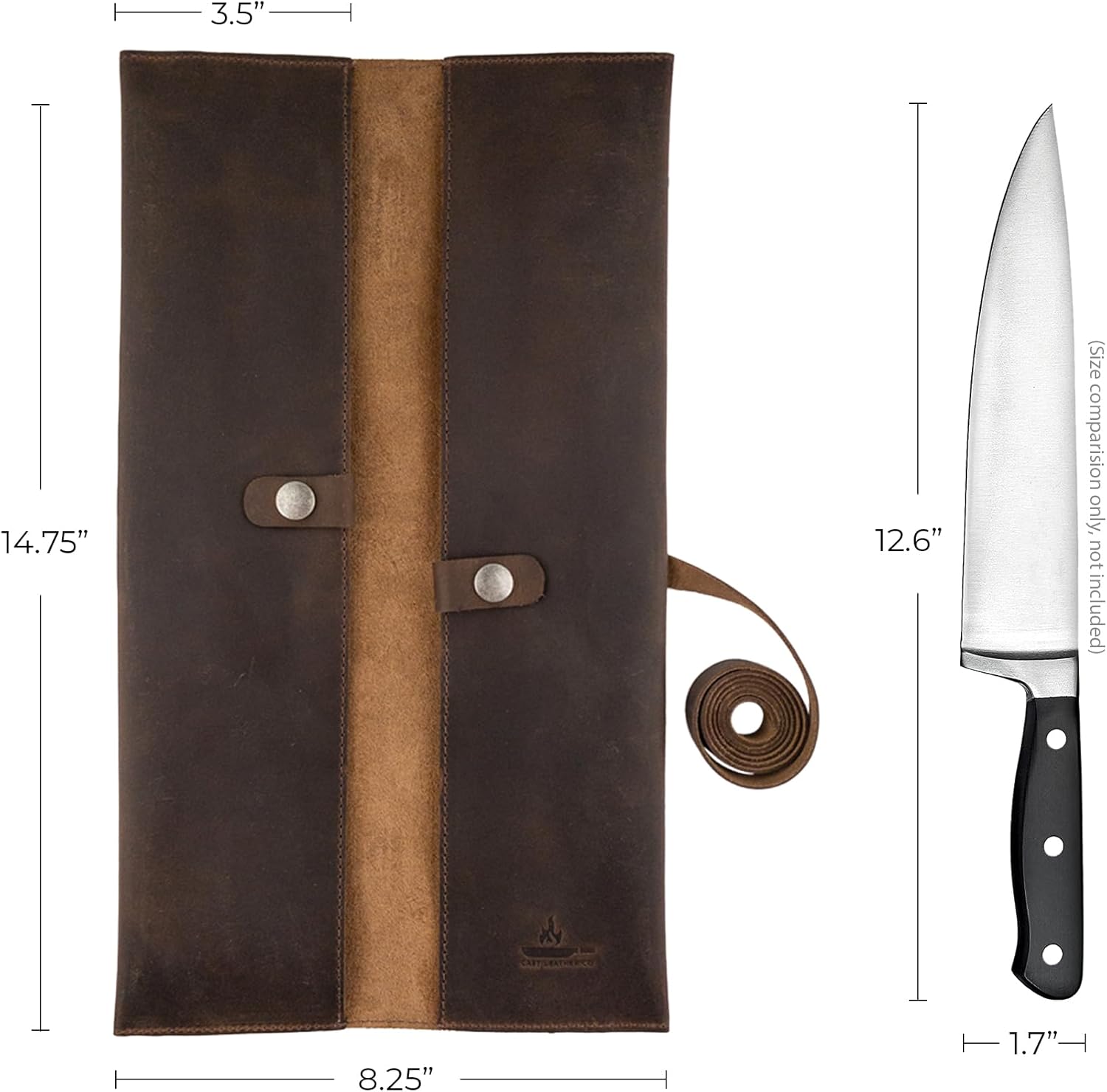 Double Knife Roll for Chefs Bourbon Brown Handmade 1