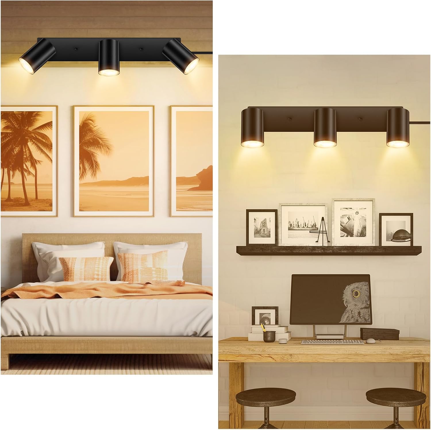 AUQUEE 3 Light Track Lighting Kit with Rocker Switch