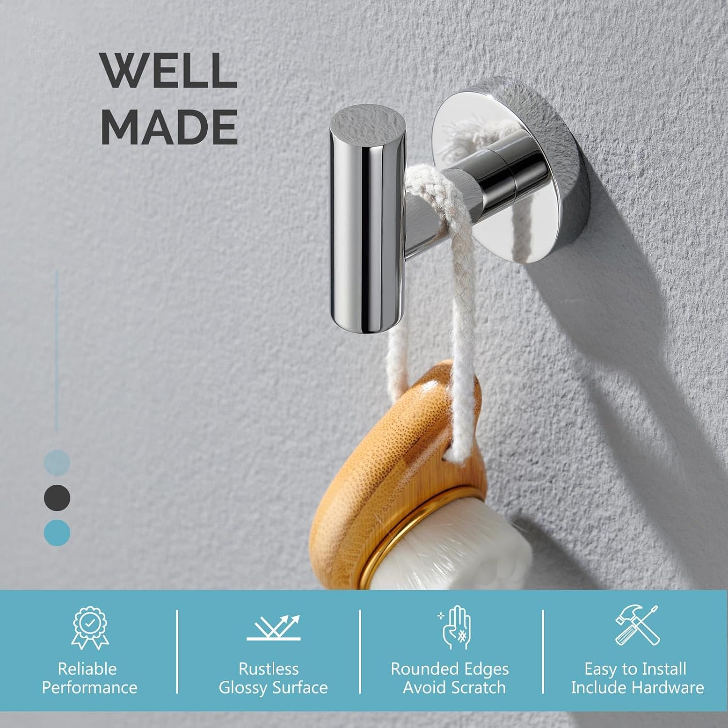 Angle Simple Bathroom Towel Hook Chrome