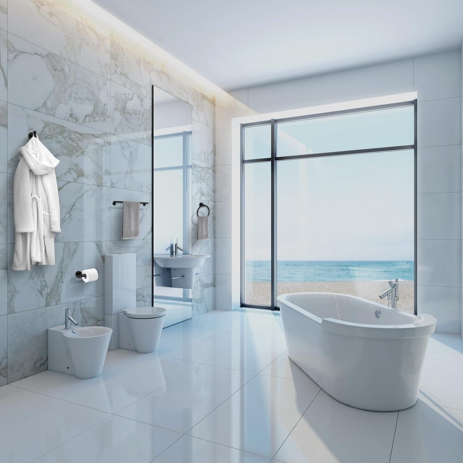 4-Piece Matte Black Bathroom Hardware Set