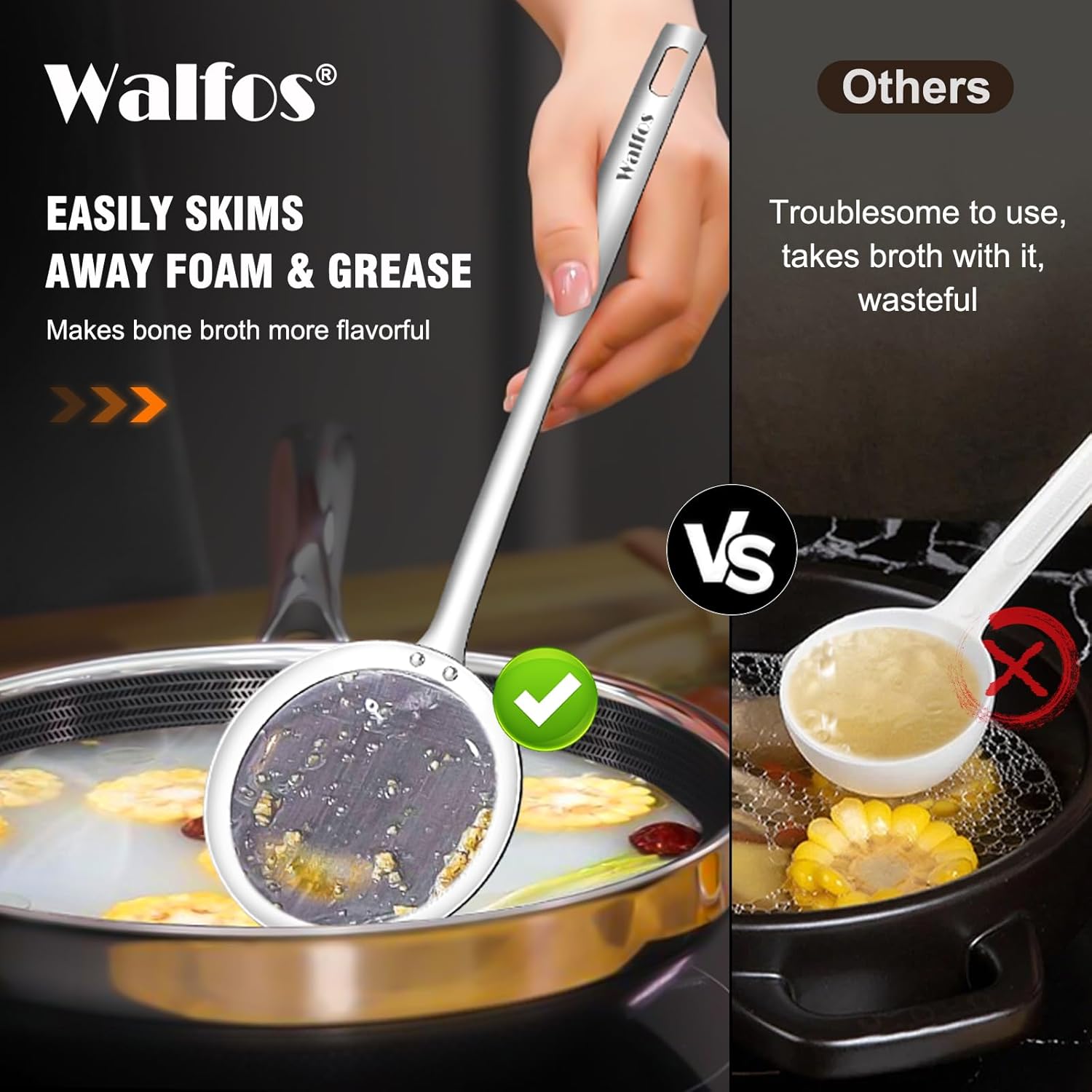 Walfos Fat Skimmer Spoon Set of 3 3 4 5 Inch