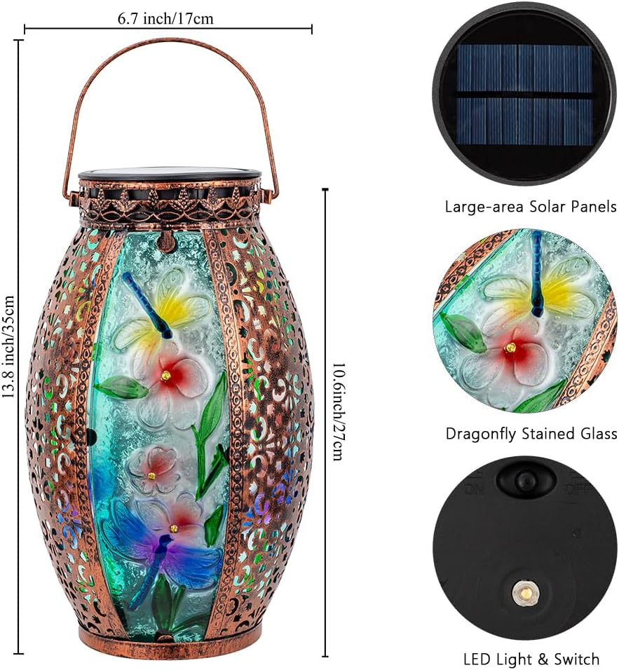 VEWOGARDEN Dragonfly Solar Lanterns for Outdoor Decor