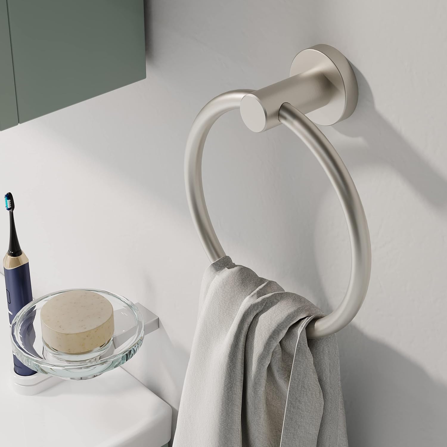 RARXTR Brushed Nickel Towel Ring with Durable SUS304 Steel