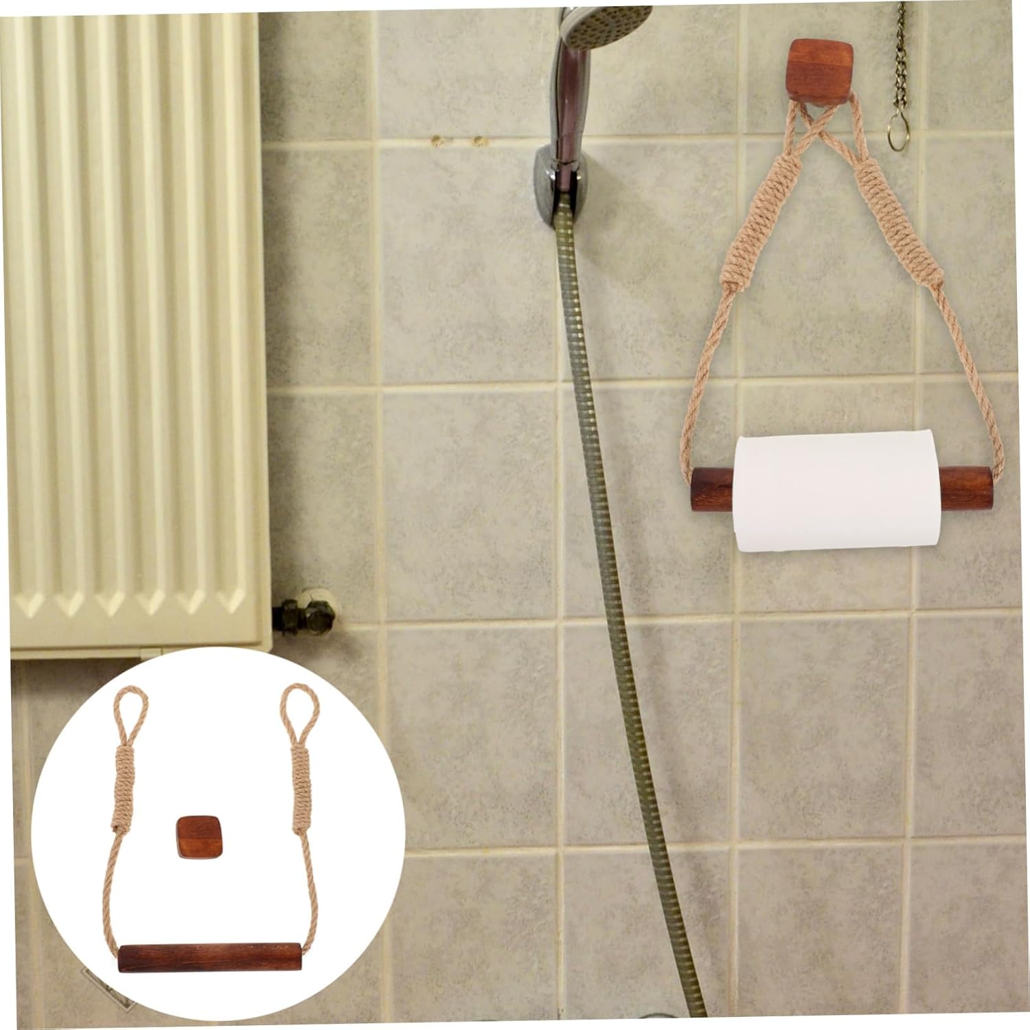 Zerodeko Hand Woven Toilet Paper Holder Walnut Color