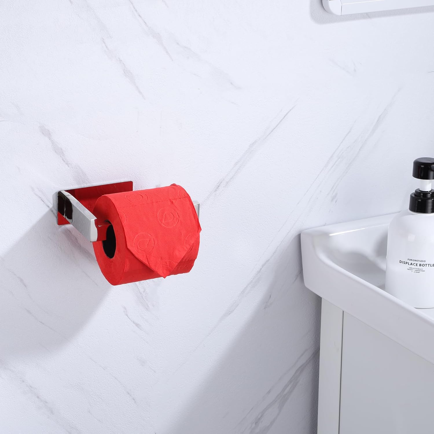 Chrome Toilet Paper Roll Holder - No Drilling Rustproof Stylish