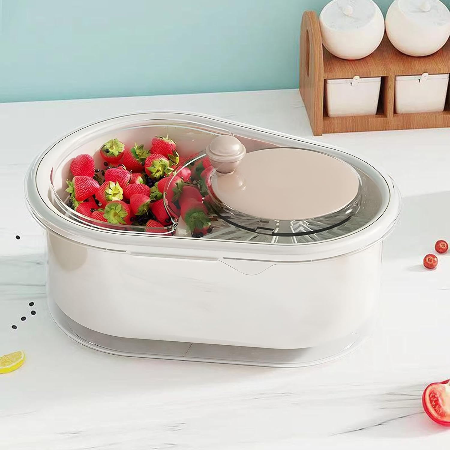 Fruit Cleaner Spinner with Lid and Brush