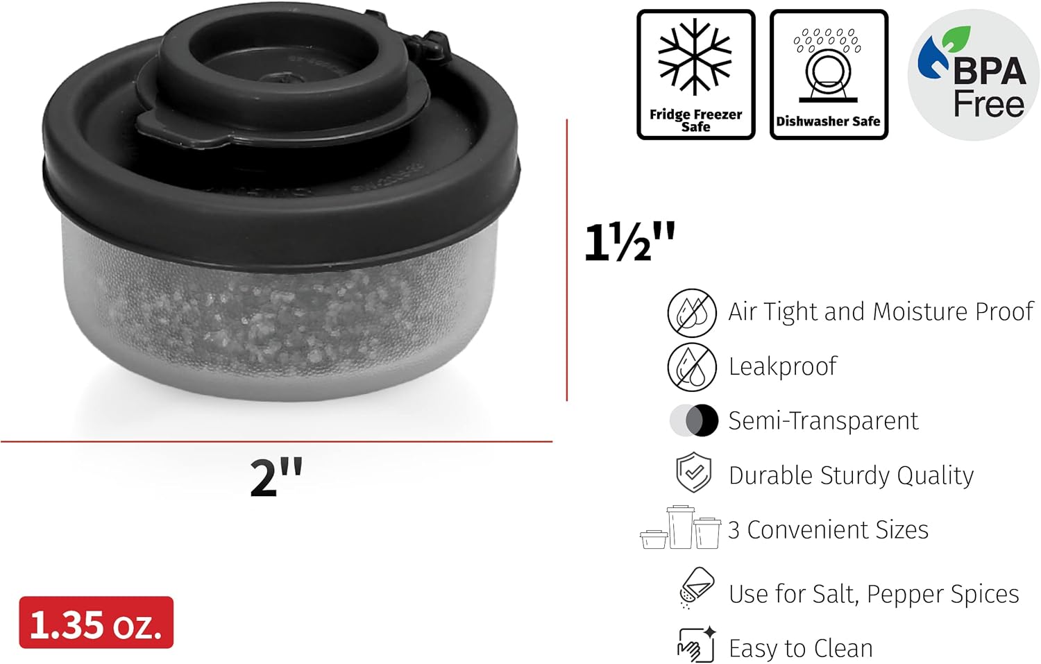 SIGNORAWARE 3-Pack Salt Pepper Shakers Airtight Moisture Proof