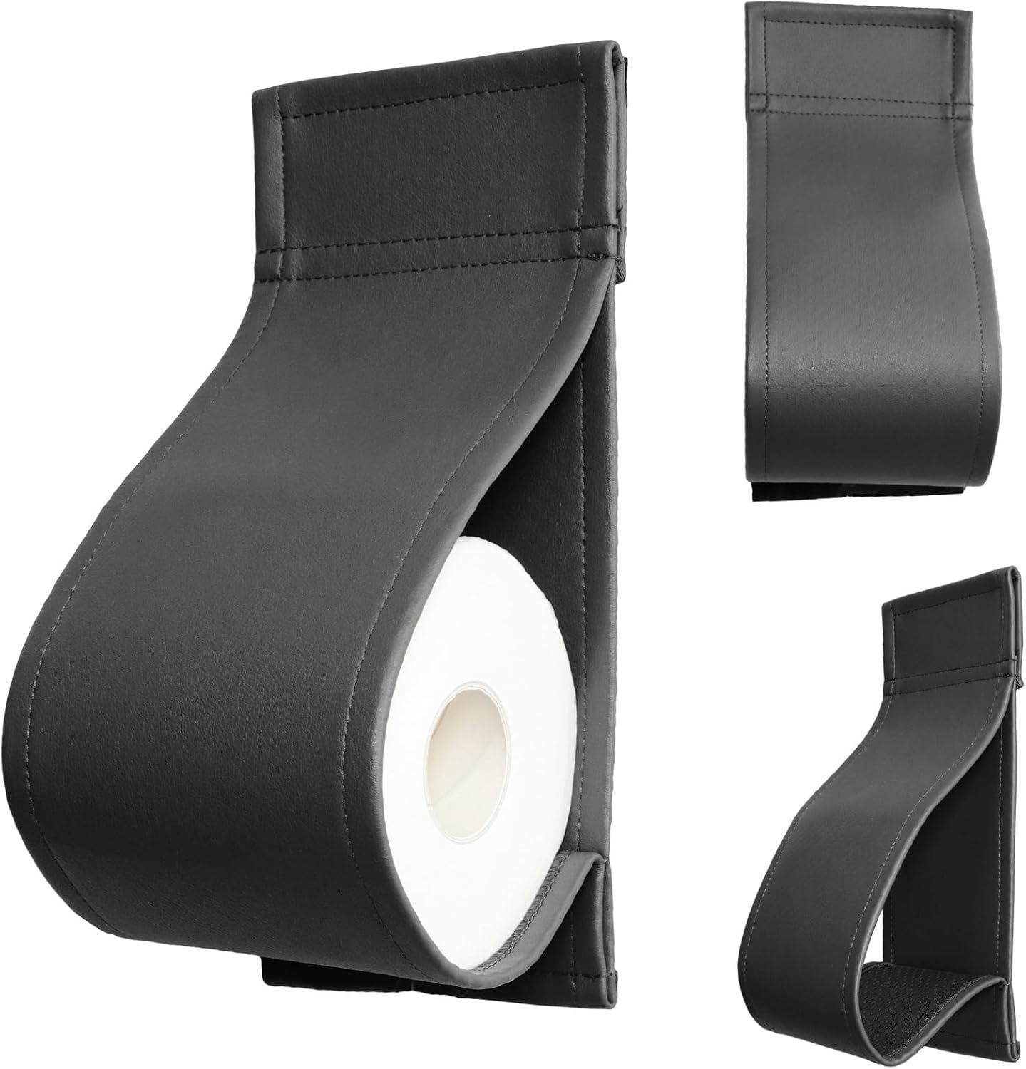 AmazeCov Dark Gray Leather Toilet Paper Holder