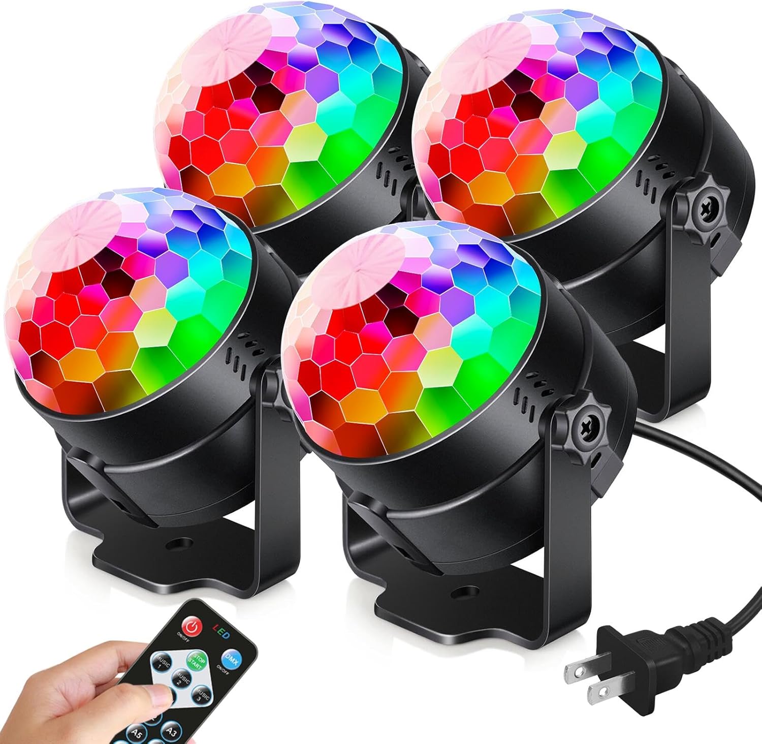 Luditek 4-Pack Sound Activated Disco Ball Lights with Remote Control