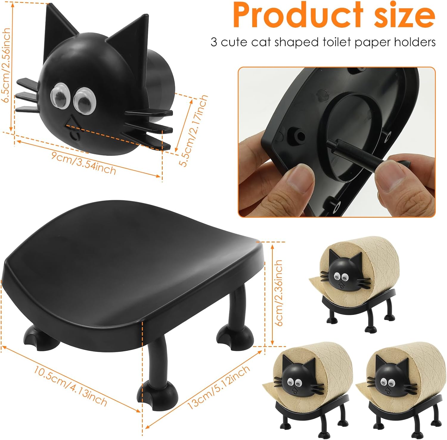 3 Pcs Cat Toilet Paper Holder Unique Design Easy to Assemble