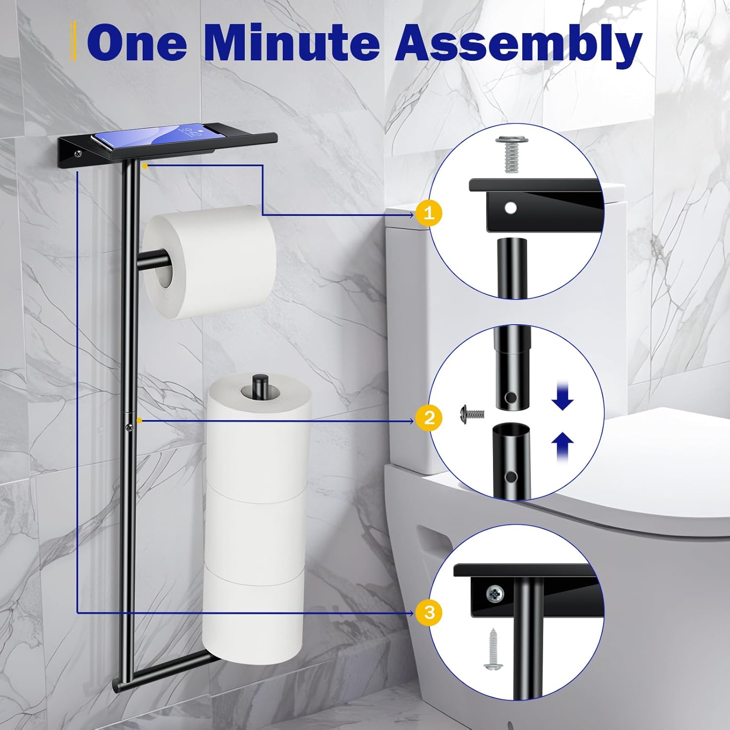 NomNest Toilet Paper Holder Wall Mount - Black 1