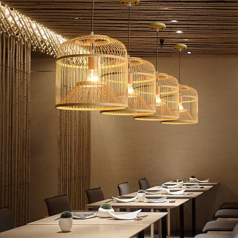 Hand-Woven Bamboo Pendant Lamp with Adjustable Height 1