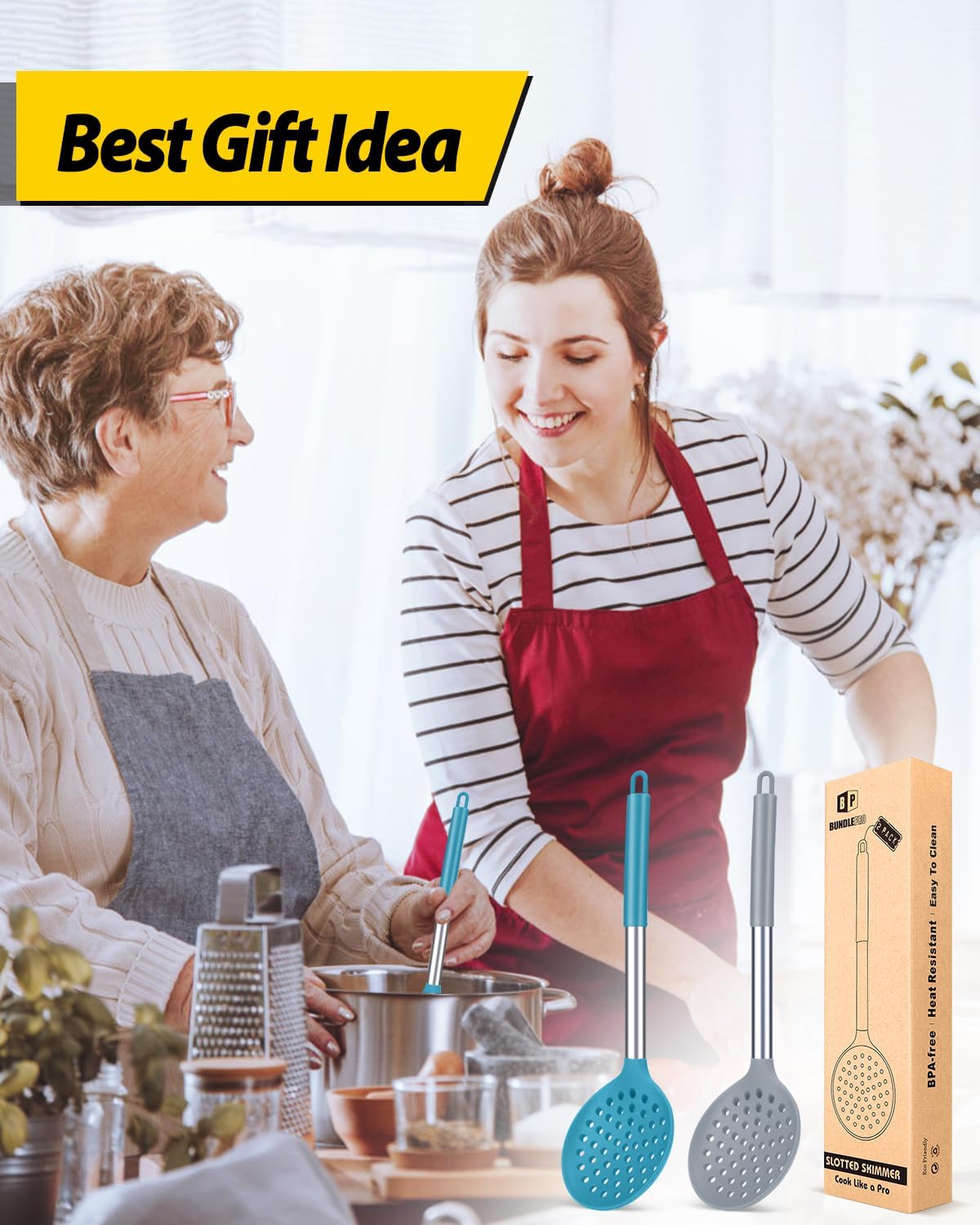BUNDLEPRO Kitchen Ladle Strainer Set of 2 1