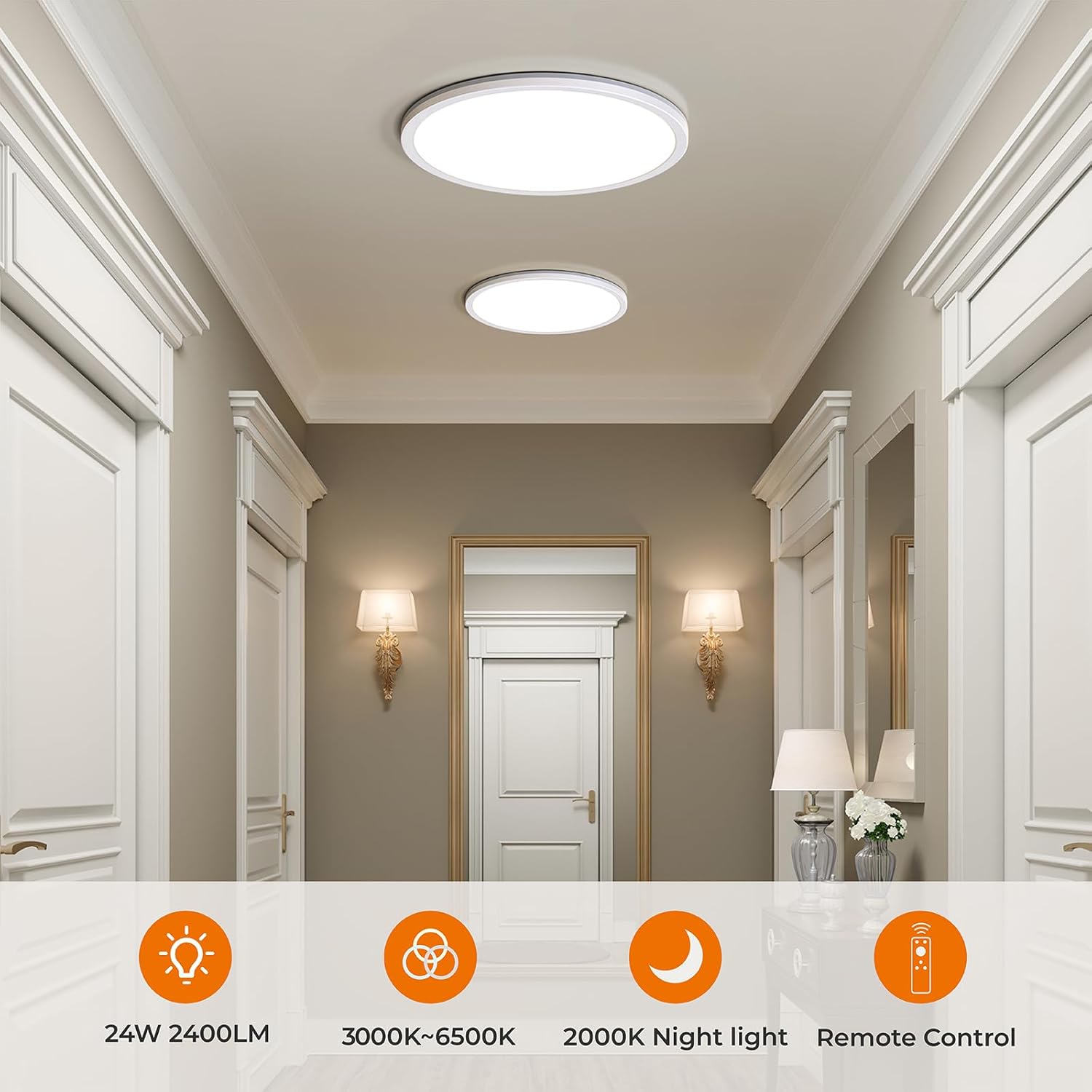 Matane 12in LED Flush Mount Light with Remote Control