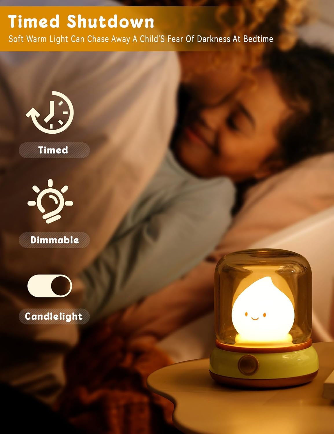 WANIDEA Cute Chibi Flame Lamp Retro Night Light Rechargeable Decor