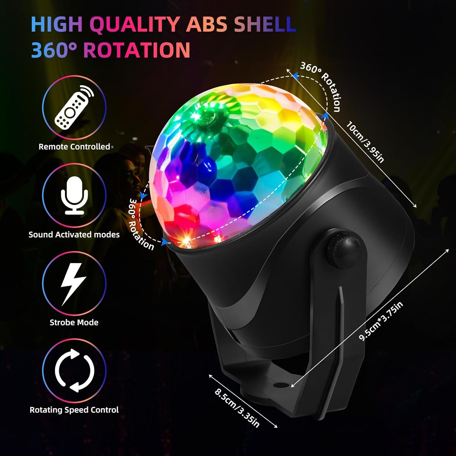 Gorkue 2-Pack DJ Disco Ball with Remote Control 1