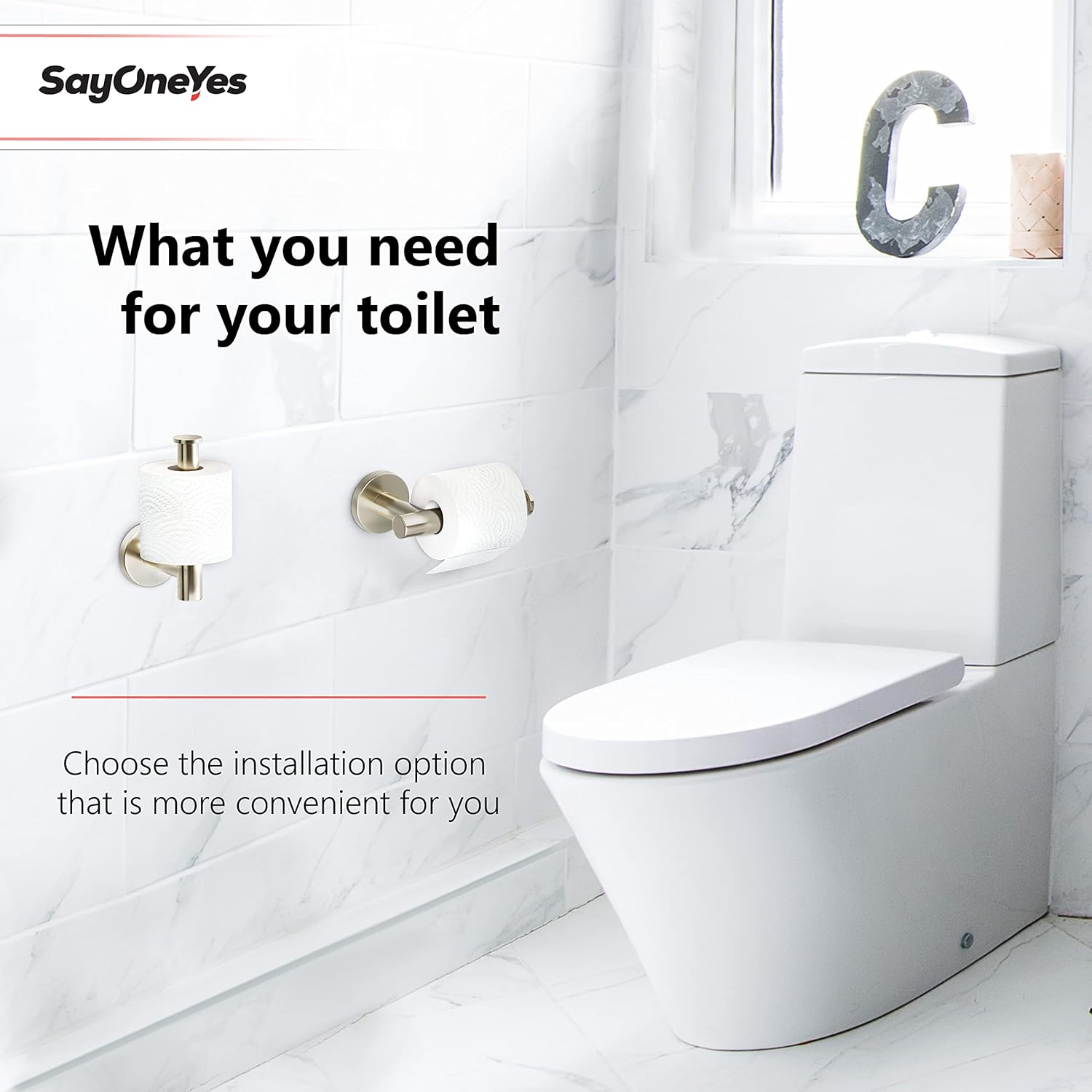 SAYONEYES Brushed Nickel Toilet Paper Holder 3 Pack 1