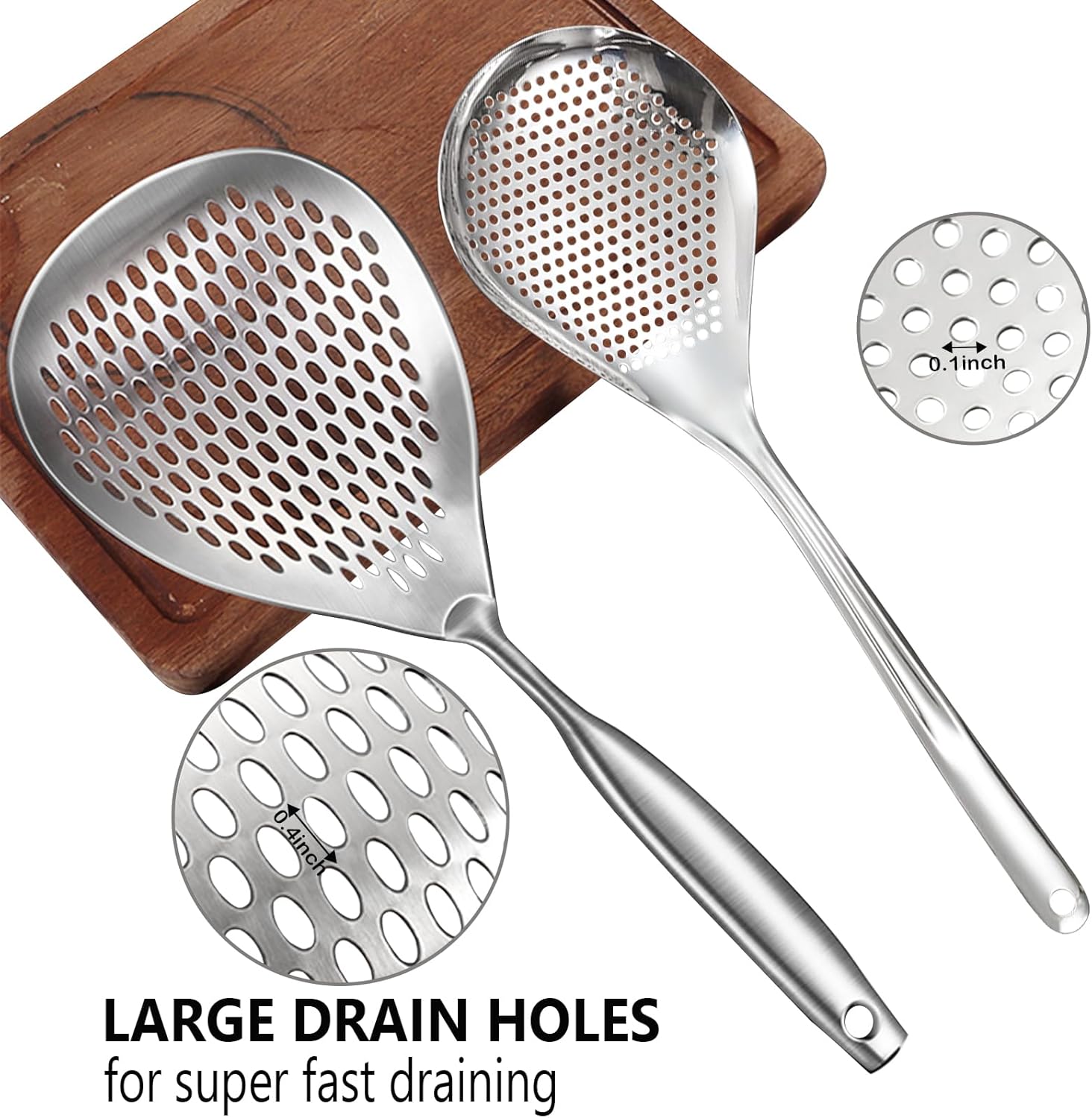 KAYCROWN Skimmer Slotted Spoon 2 Pack Stainless Steel