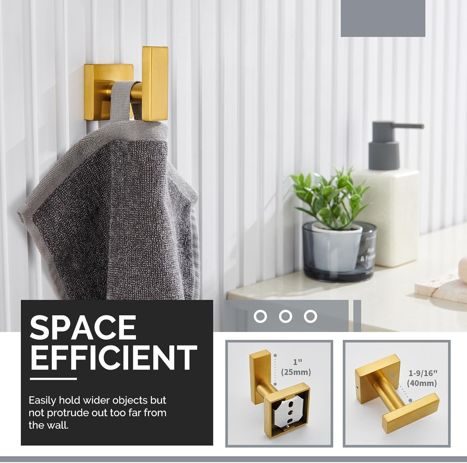 Angle Simple Towel Hook Brushed Gold