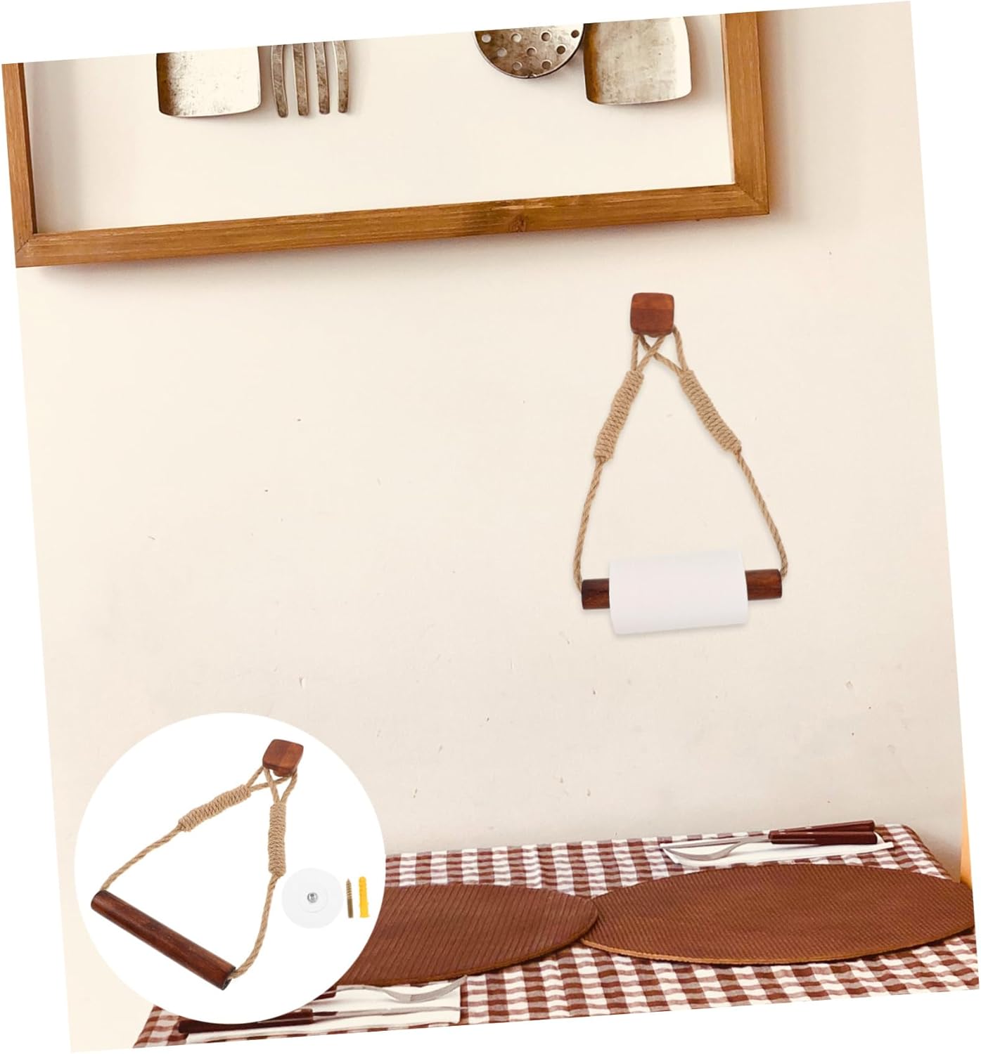 Zerodeko Hand Woven Toilet Paper Holder Walnut Color