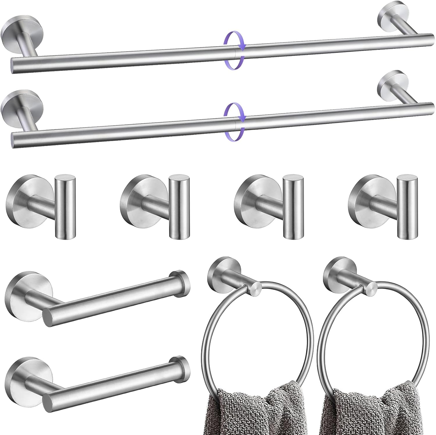 YACVCL 10-Piece Brushed Nickel Bathroom Hardware Set