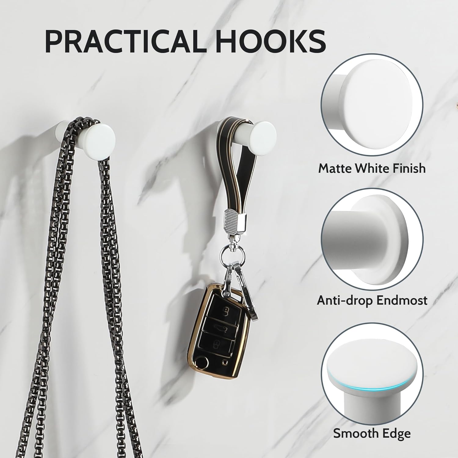 SAYAYO Matte White Robe Hooks 4 Pcs Heavy Duty Wall Mount