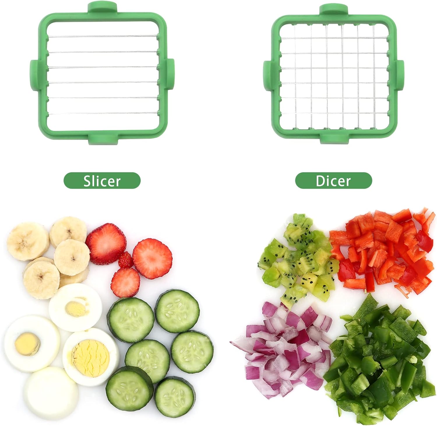 BIGOWL 2 Blades Vegetable Fruit Chopper with Container 1